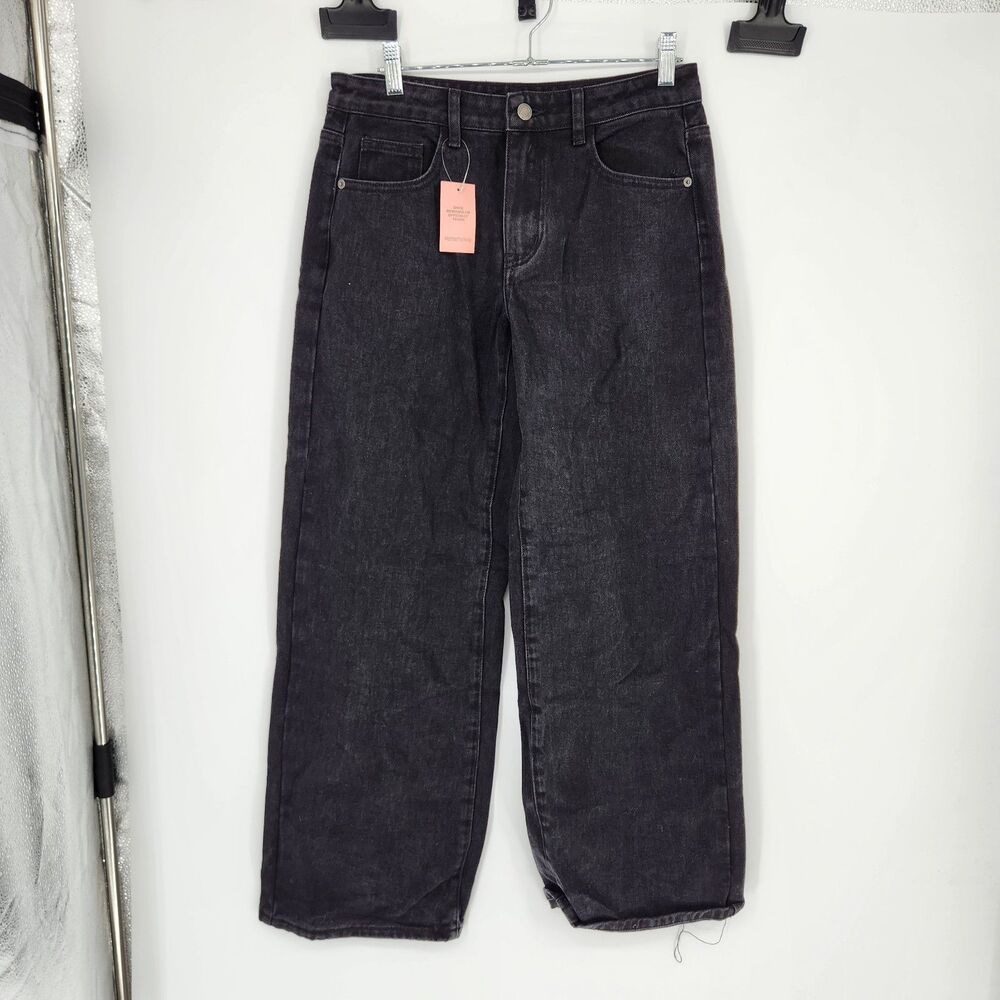 PrettyLittleThing Size 2‎ Black Cotton Blend Straight Leg Denim Jeans NWT